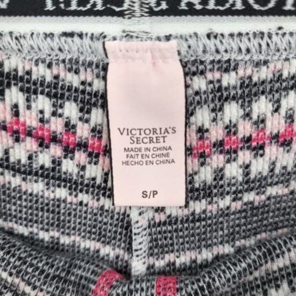 PINK Victorias Secret Thermal Long Johns Pajama Set Black Pink Small - Picture 8 of 8